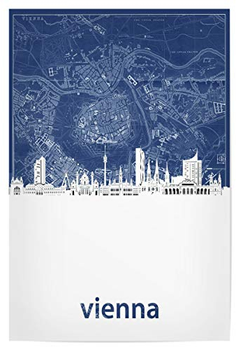 artboxONE Poster 30x20 cm Städte Vienna Skyline map Blue hochwertiger Design Kunstdruck - Bild Vienna Cities City