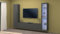 Dmora - Système Mural Girolamo, Ensemble de Salon Meuble TV 3 Portes, Meuble de Salon Polyvalent avec vitrine et lumière LED, 100% Made in Italy, 260x30h180 cm, Anthracite