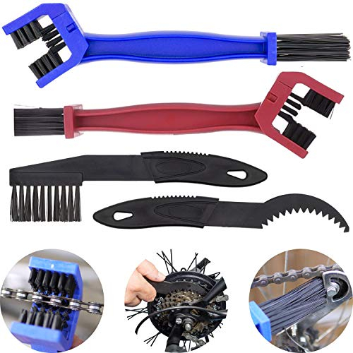 Reinigungsbürste für Kettenglieder und Zahnkranz, 4 Stück, Nylon Bürstenköpfe, Borsten für Fahrrad- und Motorrad-Kette, Kettenreinigungsgerät, Kettenbürste Schaltung, Ritzel Bürste Zweirad, Bike Brush