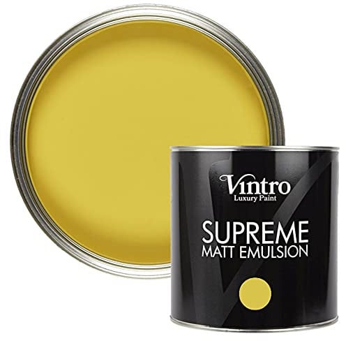 Vintro | Luxury Matt Emulsion | Yellow | Smooth Chalky Finish | Multi Surface Paint | for Walls, Ceilings, Wood and Metal | 2.5L (Sunflower)