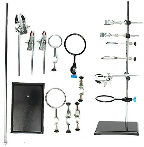 Stativ Set Labor Stativ Set Stativklemme für Labor Experiment Forschung Haltekolben Kondensatorrohr usw(60cm)