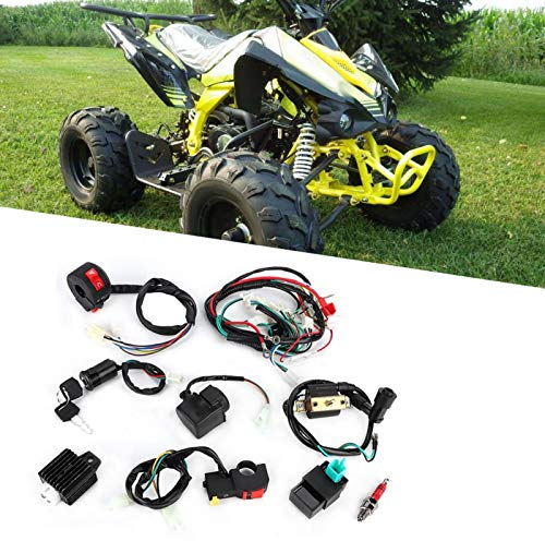 Kit de Faisceau de Câbles Complet pour ATV Quad Bike Dirt Pit Bikes Kit de Faisceau de Câbles Relais Solénoïde Bobine D'allumage Redresseur Commutateur de Faisceau D'accélérateur