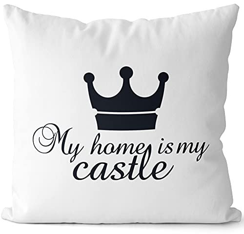 JUNIWORDS Kissen, My Home is My Castle, 40 x 40 cm, 2-farbig, Weiß-Rosa