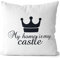 JUNIWORDS Kissen, My Home is My Castle, 40 x 40 cm, 2-farbig, Weiß-Rosa