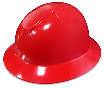 HYCOPROT Casco de seguridad con trinquete de 6 puntos, ventilado, ajustable, protección para la cabeza, casco de construcción industrial (rojo)