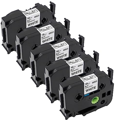 Oozmas AZe Tape 18mm White 0,7 TZe-241 kompatibel mit Brother TZe Schriftband 18mm TZe-241 TZe241 Tape Cassette kompatibel mit Brother P-touch PT-1830 D400 D400VP D450 PT-2430, 5er-Pack