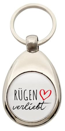Huuraa Schlüsselanhänger Rügen verliebt Geschenk Metall Einkaufswagenchip Rügen Geschenkidee