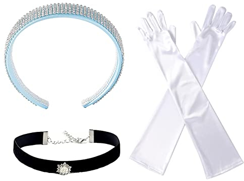 Damen Prinzessin Stirnband Choker Lange Handschuhe Set Halloween Kostüm Zubehör