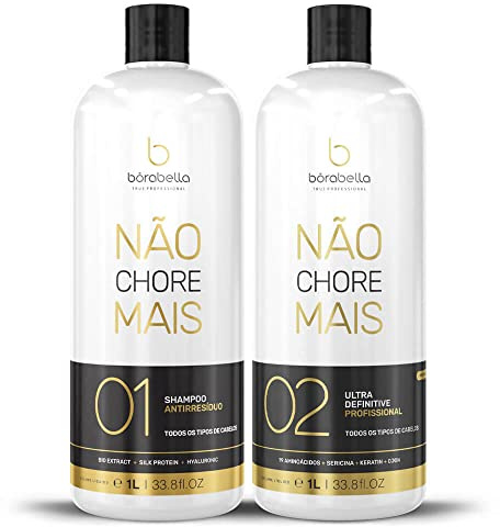 Borabella Não Chore Mais (No More Cry) Professionelles Haarpflege-Set, Formaldehyd-freie Haarglättungsbehandlung mit Shampoo und Ultra Glättung Behandlung, 2 x 1000 ml