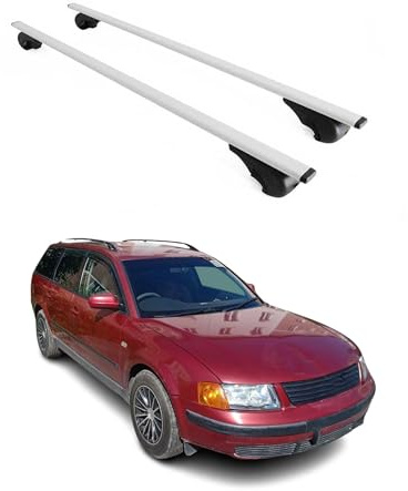 OMAC Dachträger für VW Passat B5 B6 B7 Variant 1996-2014 Stahl 2X Silber | Abschließbar, bis 75 kg Traglast, Querträger, Grundträger