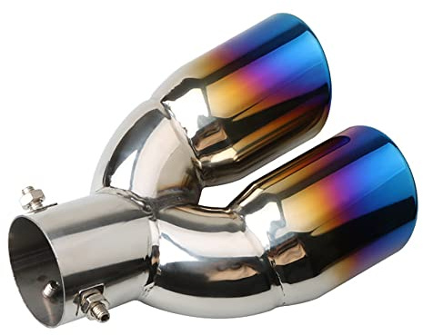 Riloer Edelstahl gerade gebogenes Auto Dual Auspuff Endrohr für jedes Auto Auspuffrohr mit einem Durchmesser von 35–55 mm/1,38–2,17 Zoll