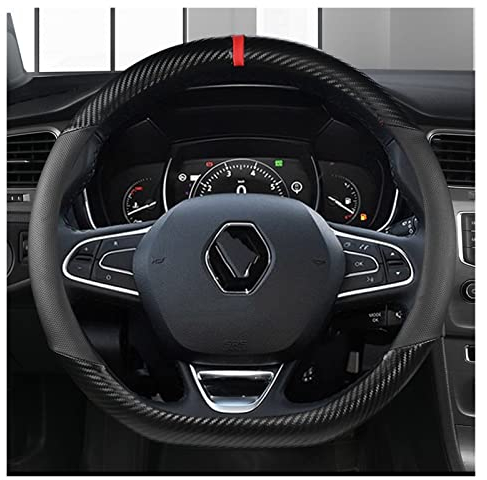 Lenkradabdeckung Auto Lenkrad Abdeckung 38cm Leder Für Renault Für Clio Für Fluence Für Megane Für Laguna Für Talisman Lenkradbezug (Farbe : Black D Shape)