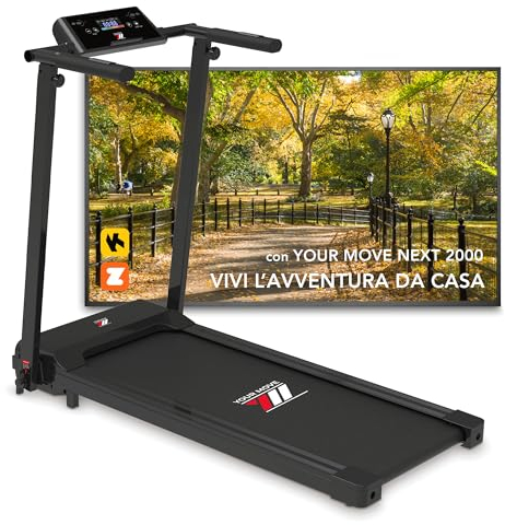 YM Tapis Roulant Salvaspazio 14 km/h, Marchio Italiano, Bluetooth + APP Interattive, Tapis Roulant Elettrico Pieghevole, Porta Tablet, Display LED, Garanzia e Assistenza ITALIA, NEXT 2000, Your Move