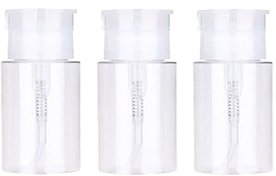 JIHUOO 3 Pcs Clear Nail Polish Remover Pump Bottles, 100ml Each, Unscented, Plastic, Nickle Free