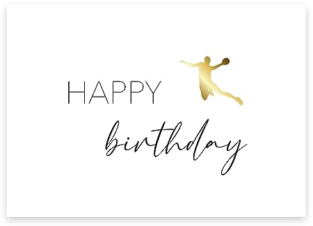 1 edle Premium-Geburtstagskarte für Handballer 10,5x14,8cm - happy birthday Karte (Designerpapier) mit 1 braunen Umschlag (Naturpapier) - Karte zum Geburtstag Handball Glückwunschkarte