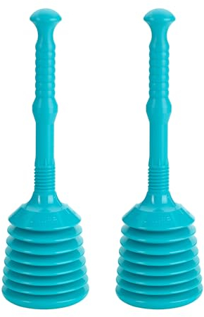 TURBO PRODUKTE Turbo Stampfer Türkis - Pömpel rohrfrei - Saugglocke für Toilette, Waschbecken, Dusche UVM. - max. Saugkraft - 5-faches Ansaugvolumen 2er Set