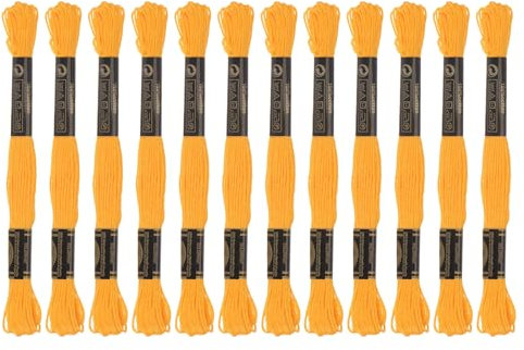 sourcing map 12 matasse di filo da ricamo da 8 m ciascuno, in fibra di cotone egiziano, per punto croce, progetti di ricamo, bracciali, tonalità dorata