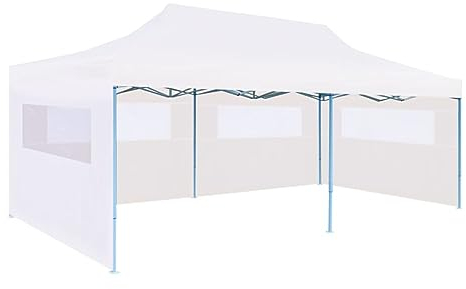 heybb Pop-Up Partyzelt mit Seitenwänden Faltbar 3 x 6 m Stahl Weiß Faltpavillon Wasserdicht Stabil