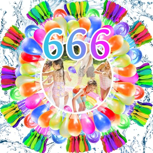 ZHHGOO 666Pcs Bombe a Eau Ballon,Colorés Ballon Eau,Jeux D'eau,Bombes à Eau à Fermeture Automatique,Ballons d'Eau Pour Pool Parties Estivales en Plein Air,Plage,Jeux d’Enfant Adulte