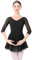 Ballettkleidung Damen Ballett Tanzkleid 3/4 ?rmel Ballettanzug Gymnastik Tanztrikot mit Chiffon Rock Ballettkleid Ballerina Tanzkleidung Schwarz M