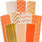 Gcardist Lot de 150 pailles jetables, oranges, dorées, oranges, jetables, en vrac (10 motifs)