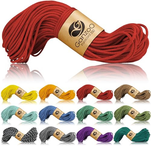 Ganzoo Paracord 350 Seil, Nylon Polyester, 2,5mm, Typ 1, 30m, Outdoor Schnur, Allzweckseil, Takelung für Armband, Hundehalsband, Hundeleine Knüpfen, Camping Survival, rot