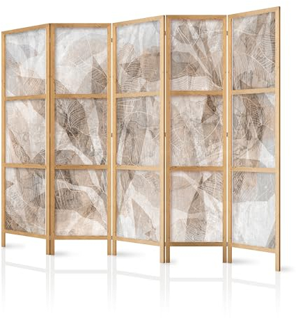 murando - Paravent Innen Raumteiler Holz Abstrakt 225x172 cm 5-teilig Japanische Trennwand Raumtrenner Room Divider Mobiler Sichtschutz Spanische Wand Raum Abtrennung Botanik Natur a-C-10070-bh-b