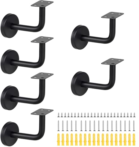 SUPAWAY Supporti per corrimano Scale supporto a parete Corrimano per supporto a parete Staffe per corrimano in acciaio inox per ringhiera in legno o metallo, scale, corrimano, corridoio, Piatto-6Pz