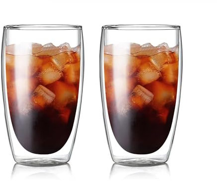 SCJHMY Double Wall Insulated Glasses Mugs (Set of 2),Coffee Mugs,Tea Cups,Drinking Glassware for Cold or Hot Drinks (450ML)
