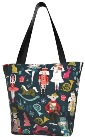 AABSTBFM Women'S Nutcracker Ballet Xmas Dance Printed Large Tote Bag For Women Ladies Girls - Versatile Shoulder Bag, Shopper Handbag, And Beach Bag