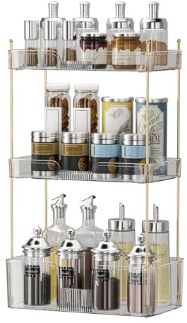 Nohozi 3-Tier Bathroom Countertop Organizer, Cosmetic & Skincare Organizer, Perfume Tray, Transparent