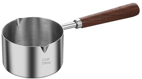 Food grade Stainless Steel Mini Butter Warmer, Mini Milk/Coffee Warmer, 8.5 oz (250 ml) Milk Warmer, Small Baby Food Warmer with Dual Spouts, Chocolate Melting Pot