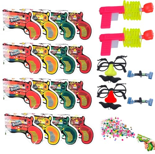 Thoquene 16 Stück Confetti Kanone Set, Handheld konfettikanone, Konfettipistole für Karneval, Hochzeit (Zufällige Farbe)