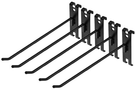 perfk 5 pezzi ganci da parete accessori per griglia da parete ganci da esposizione multiuso durevoli in metallo per griglia da parete per casa cortile posto, nero 25 cm