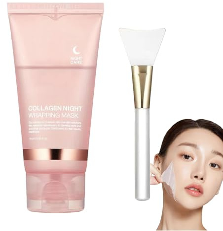 OUDIOHAI Collagen Night Wrapping Maske, Bio Kollagen Peel Off Gesichtsmasken, Elastizität und Feuchtigkeitspflege, Feuchtigkeits Spendende Kollagen Peel Off Maske für Alle Hauttypen