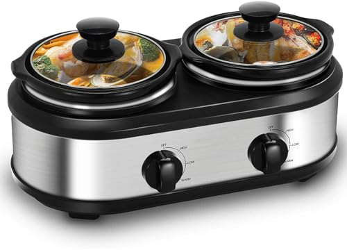 Petite cuisinière électrique domestique, cuisson double combinaison/marmite en céramique/1,25 L * 2 grande capacité/3 niveaux de réglage du feu, adaptée à la cuisine/extérieur