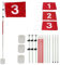 KVMORZE Golf Flagstick 6ft, Nylon Pin Flag ABS Hole Cup Set, Portable 5 Section Design Numbered Flags for Driving Range Backyard, Putting Green Flags for Golf Practice (Common, 123, Pack)