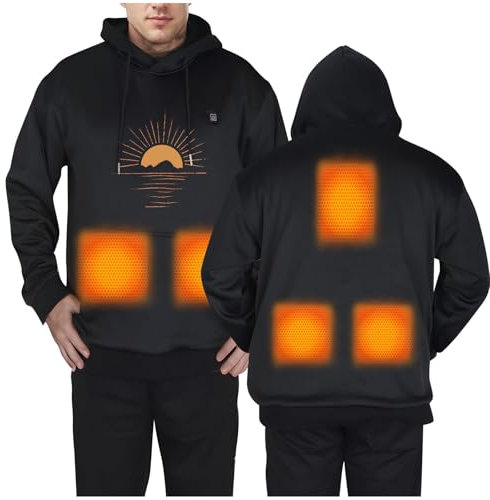 Damen Beheizbare Hoodie Warme, Beheizte Unisex Kapuzenpullover Outdoor Sale Heizpullover USB Elektrische Winter Smart Heating Mode Kapuzen Sweatshirt Fünf Zonen Heizoberteil Elektroheizbekleidung