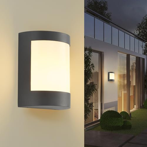 SANSHI Wandleuchte E27 Fassung Außenleuchte,Max 40W Außen Innen Modern Wandlampe,Außenwandleuchte Aluminium,IP54 Aussenleuchte Wand für Eingang Korridor Terrasse, ohne Leuchtmittel,Dunkelgrau
