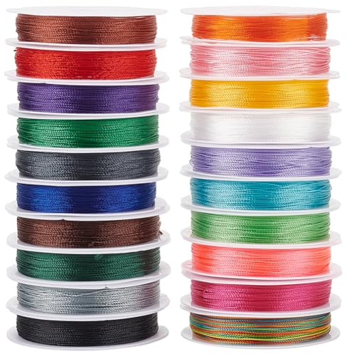 PH PandaHall 20 colores de 200 m de cuerda de 0,4 mm para anudar chino, hilo trenzado para pulseras, joyas, hilo para costura, manualidades, bisutería, adorno de Navidad