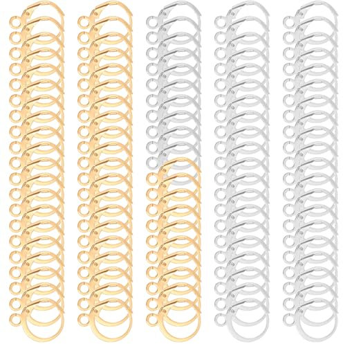 Runde Leverback Ohrringhaken, 100 Stück Ohrring Haken, Französische Ohrring Verschluss, Ohrringe Selber Machen Set, Ohrringe Verschluss Für Schmuckherstellung Diy Bastelarbeiten(Gold, Silber)