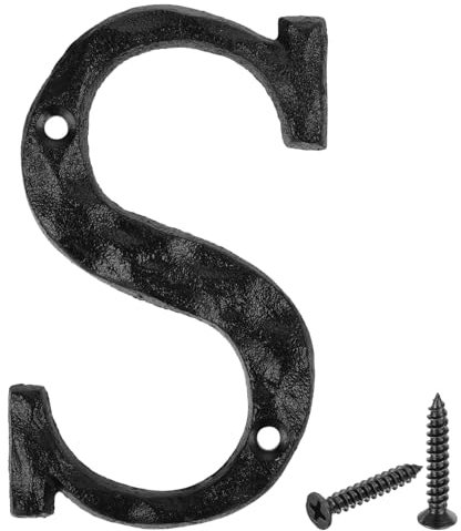 sourcing map House Address Letter, 4.9 Inch Cast Iron Vintage Wall Letter S Outside Letters for Home Street Office Mailbox Sign, Black