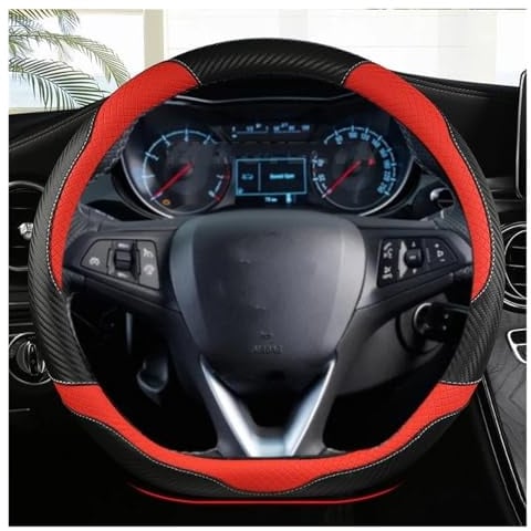 Auto Lenkrad Bezug Für Opel Für Astra Für Corsa Für Combo Für Mokka Für Insignia CT 2017-2022 Auto Lenkrad Abdeckung D Form Leder Lenkrad Abdeckung(RED)