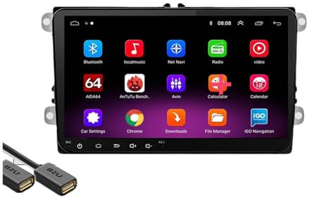 ZAPYVET Radio Multimedia con Android for Coche, navegación GPS 2 DIN, for VW, Golf, 5 6, Polo, Passat, B5, Jetta, Skoda Reproductor Multimedia para Coche(VW 1GB-16GB)