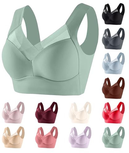 Gezqieunk Ladies Bras Packs, Comfort Bras for Women UK, Quarter Cup Bra, wmbra Posture Correcting Bra UK, Cleavage Cover up for Dresses, Sports Tops Women, Bralet, Bralette, Tube top, Woman Green