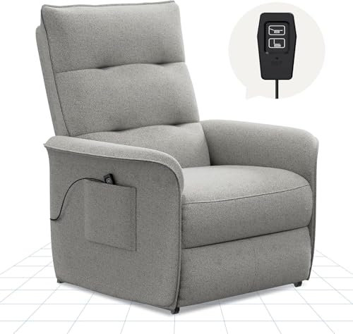 FLEXISPOT Fauteuil Relax Électrique, Fauteuil Inclinable avec Dossier Réglable 105°-155°, Fauteuil TV pour Chambre, Salon et Home cinéma, Gris Clair
