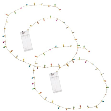 2Pcs Miniature Dollhouse String Lights, Plastic Battery Operated Fairy | Christmas Scenes, Dollhouse Furniture, Assembly Projects, Realistic Detail, Adult DIY and Children
