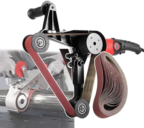 Ponceuse à tubes à 3 rouleaux et à bande, 6 vitesses variables, avec 5 bandes abrasives, angle : 270°, pour le polissage, la finition et le décapage de la rouille,Black