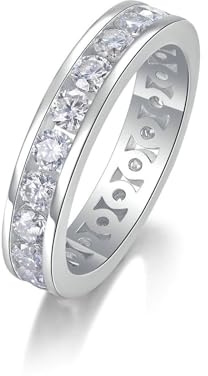 Moissanite Ring White Gold, Ringe Frauen 4,5mm Breit mit 3mm Moissanit 9K 14K 18K Weißgold