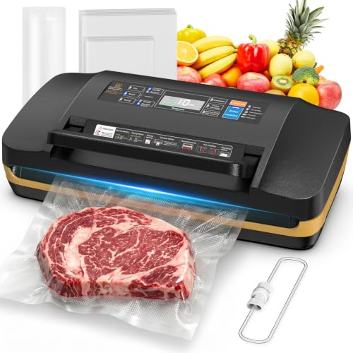 AbleMark Envasadora al Vacío Doméstica Alimentos, 95 kPa & Doble Sellado | 18 en 1, Selladora al Vacío con Doble Sellado, Cortador Integrado, Seco/Húmedo, Sous Vide